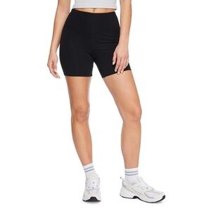 Women's Black High-Waisted Cotton Shorts